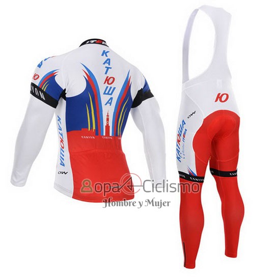 Katusha Ropa Ciclismo Culotte Largo 2015 Mangas Largas Blanco y Rojo